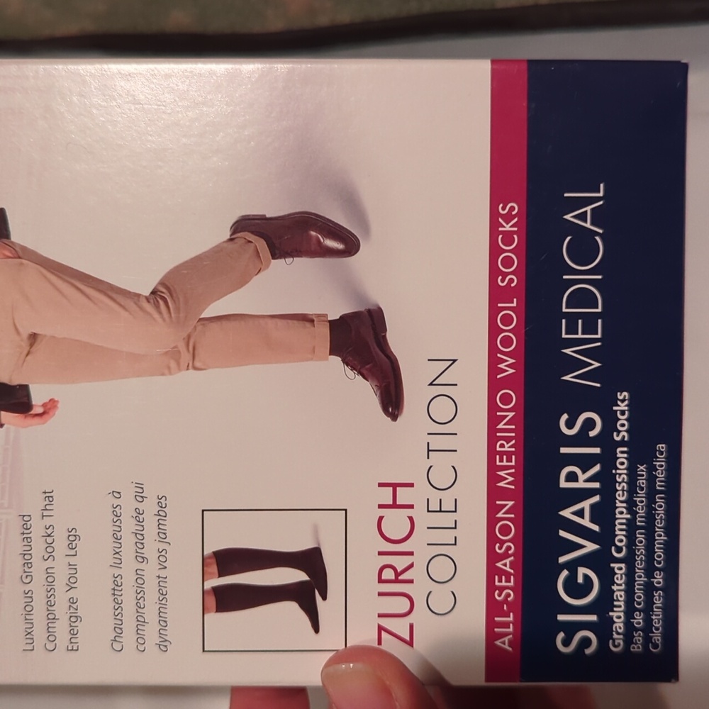 Sigvaris merino wool compression socks in navy 20-30 mmHg size ML